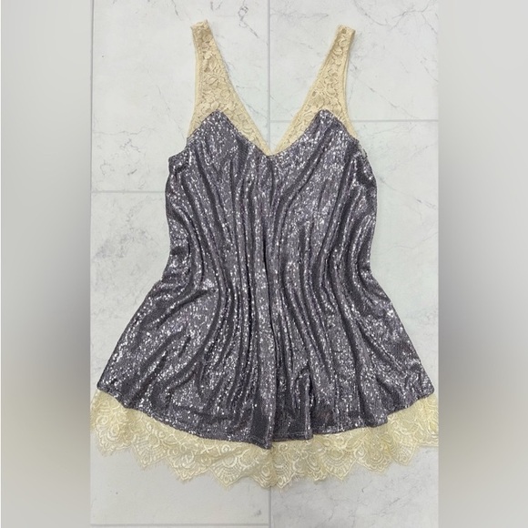 NWOT Free People Intimately Sequined and Lace Mini Dress - Picture 2 of 4